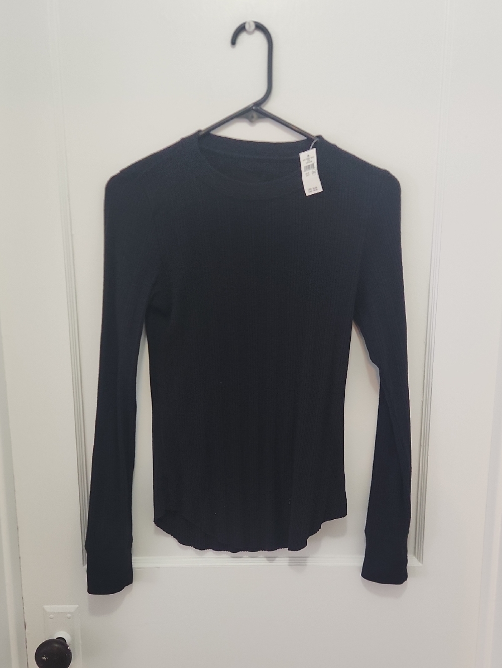 NWT Aerie Black Women's Ribbed Longsleeve Top Size Small